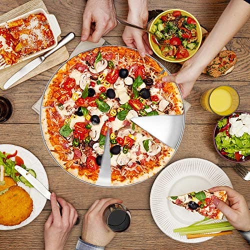 TeamFar Pizza Pan, 10” & 12” & 13.4”, 3 Pcs Pizza Pan Set Stainless Steel Pizza Pan Round Pizza Oven Pans Tray for Baking Serving, Healthy & Rust Free, Heavy Duty & Dishwasher Safe 7