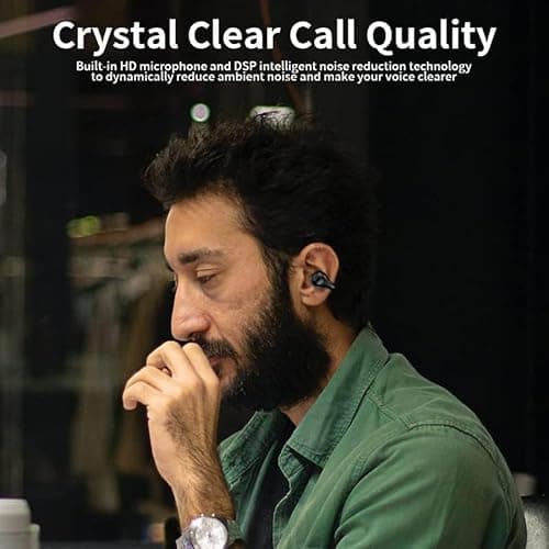 Open Ear Bone Conduction Headphones Bluetooth 5.3 Wireless Clip On Earbuds with Digital Display Charging Case 60 Hours Playtime IPX7 Waterproof Sports Earphones for Running, Walking, Workout(Black) 8