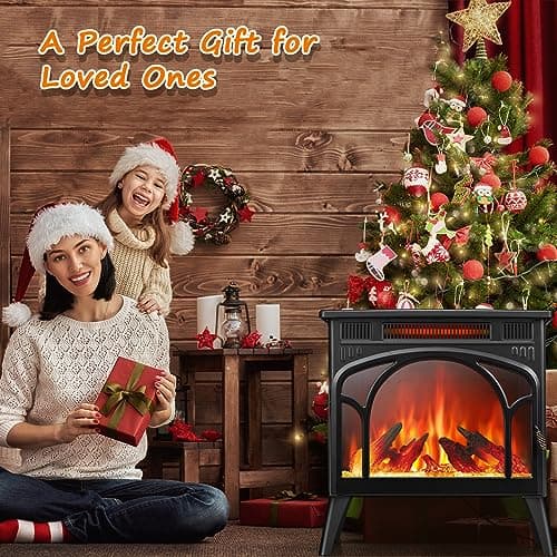 Rintuf Electric Fireplace Heater, 1500W Infrared Fireplace Stove Heater with 3D Flame Effect, 8H Timer, Space Heater Fireplace with Remote, Safety Protection, Freestanding for Indoor Use Large Room 9