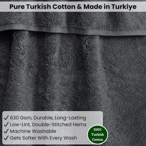 SALBAKOS Luxury 100% Turkish Cotton Bath Sheets 40x80 in Oversized Extra Large Bath Towels | Premium Hotel Quality Thick Soft Absorbent Turkish Towel for Spa Beach (Pack of 1, Gray, Jumbo Bath Sheet) 5