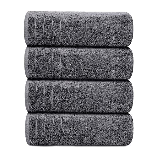 Tens Towels Pack of 4 Extra Large Bath Towels 30 x 60 Inches, 100% Cotton, Larger & Lighter Weight, Quicker to Dry, Super Soft and Absorbent, Perfect for Bathroom, Dark Grey 6
