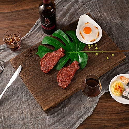 Yangbaga Rustic Wooden Serving Trays with Handle - Set of 7 Rectangular Platters for Entertaining, Breakfast, Coffee Table, Home Decor 7