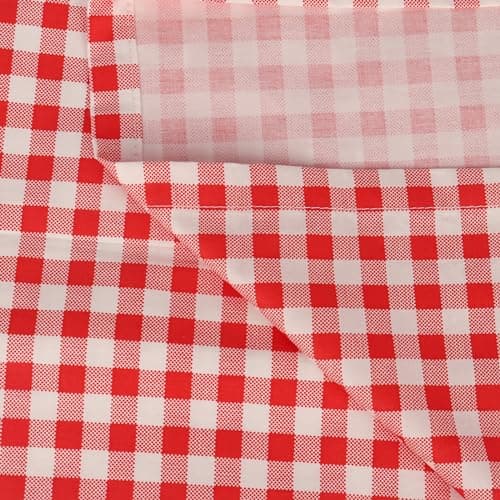 Red Checked Queen Pillow Cases 2 Pack Envelope Closure Soft Cotton Fabric Pillow Covers Queen Size 30" L x 20" W 7