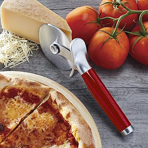 KitchenAid Classic Pizza Wheel with Sharp Blade For Cutting Through Crusts, Pies and More, Built In Finger Guard for Safety and Comfort Grip to Protect Fingers, Dishwasher Safe, 9-Inch, Red 5