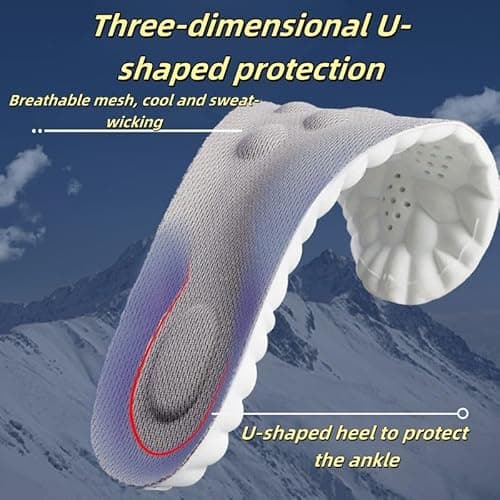 Insoles for Women Man,Cloud Soles for Men Women,4D Cloud Soles for Men,Anti Fatigue, Shock Absorption, Foot Pain Relief (Gray, L) 6