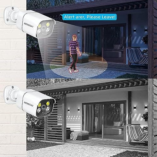 4K Security Camera System, 4pcs 2K PoE Wired Turret Cameras with Human Detection and 2 Way Talk, Color Night Vision, 8MP 4CH NVR with 1TB Hard Drive for 24/7 Local Recording, No Subscription (1 CAM) 5
