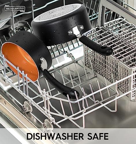 MICHELANGELO Nonstick Sauce Pan with Lid 1QT, 2QT & 3QT, Ceramic Saucepan Set, Copper Sauce pans, Non-Toxic Saucepan, Multipurpose Cooking Pots Set For Home Kitchen, Compatible induction 5