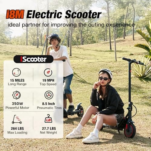 iScooter Electric Scooter for Adults & Teens, 350W Motor, Up to 15 Miles Range, 19 MPH Top Speed, Cruise Control, Dual Braking System, Foldable E-Scooter for Commuting & Campus Use 2