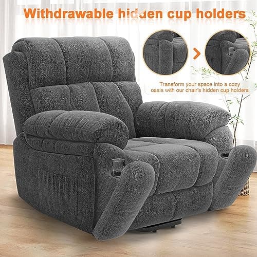 YONISEE Oversized Lift Chairs Recliner for Elderly with Massage and Heat, Overstuffed Wide Recliners, Recliner Chairs for Adults, Heavy Duty and Safety Motion with 2 Concealed Cup Holders, USB Ports 9