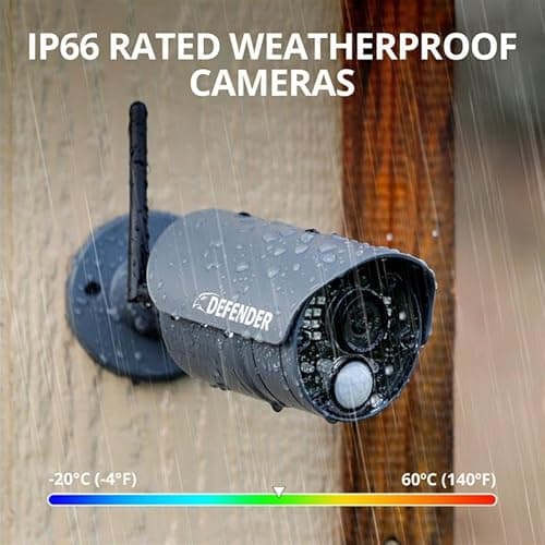Defender PhoenixHD Wireless Security Camera System with 10.1” Touchscreen Monitor, 4 Outdoor 1080P HD Night Vision Cameras, Plug & Play, Two-Way Talk, No WiFi Required, 128GB SD Card, 2-Year Warranty 7