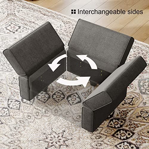 Belffin Terry Fabric Modular Sectional Sleeper Sofa Bed with Storage Convertible Sectional Couches for Living Room 6 Seaters Light Grey Modular Sofa 6