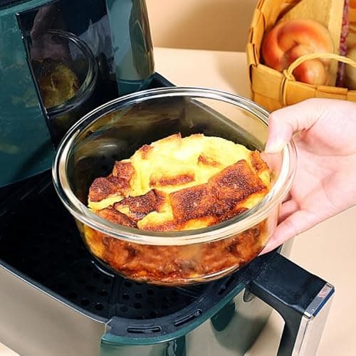 LABRIMP 2pcs High-temperature Resistant Glass Bowl for Air Fryer Baking Serving for Salad Noodles Desserts Food-grade Glass Kitchenware 6