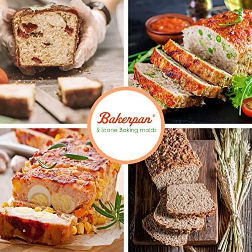 Bakerpan Set of 2 Silicone Bread Loaf Pan, 9 Inch Baking Mold for Cake, Meatloaf, Purple 4