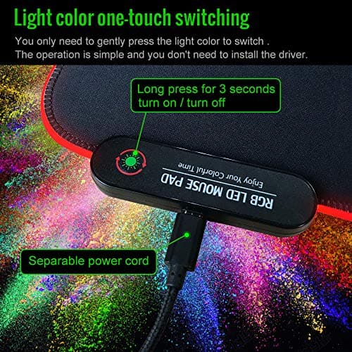RGB Gaming Mouse Pad with 11 RGB Light up Modes,LED Gaming Pad,Non-Slip Rubber Based Computer Mice mat Medium Size(13.7” x 10.3”) 5