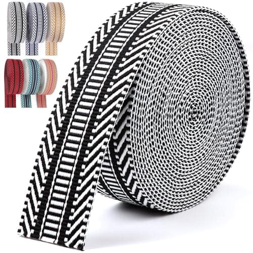 PECMER Nylon Webbing 1.5 inch -6 Yards Black Jacquard Cotton Webbing -Straps Seat Belt Ribbon Polyester Webbing for Crafts Pet Collars Leash Backpack Strap Belt -38mm 1 1/2 inch