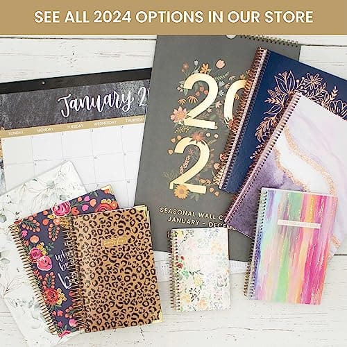 bloom daily planners 2024 Hardcover Calendar Year Goal & Vision Planner (January 2024 - December 2024) - Monthly/Weekly Column View Agenda Organizer - 7.5" x 9" - Earthy Abstract, Green 8