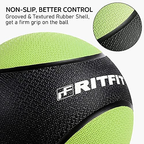 RitFit Weighted Medicine Ball Set - 6LB / 8LB / 10LB, Non-Slip Rubber Shell & Dual Texture Grip - Workout Exercise Ball for Core Strength, Balance Training, Coordination Fitness 5
