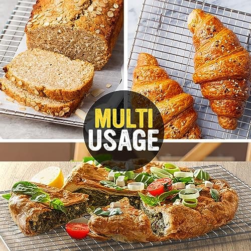 Utopia Kitchen 02 Pack Cooling Racks for Baking Stainless Steel Wire Cookie Rack Fits Jelly Roll Sheet Pan Oven Safe for Cooking Roasting Grilling 10 x 15 Inches 7