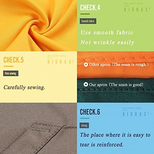 BIGHAS Adjustable Bib Apron with Pocket Extra Long Ties for Women Men, 18 Colors, Chef, Kitchen, Home, Restaurant, Cafe, Cooking, Baking (White) 5