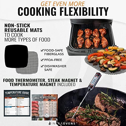 12 Pcs Air Fryer Accessories with Rack, Grill Pan, Air Fryer Cheat Sheet for Chefman, Cosori, Dash, Nuwave®, Emeril Lagasse, Secura, Comfee, Square Air Fryer Liners for Basket Freidora de Aire 5