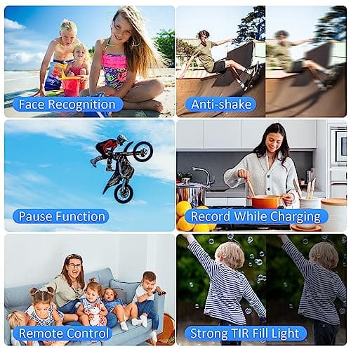 Rumyums Camcorder Video Camera 4K 60FPS 48MP Vlogging Camera for YouTube 18X Digital Zoom Camcorder 3.0" IPS Screen Video Recorder with Wireless Lavalier Microphone, Controller, 2 Batteries 6