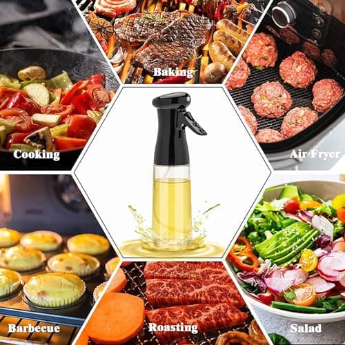 Honbuty Olive Oil Sprayer for Cooking, 200ml Glass Oil Dispenser Bottle Spray Mister, Refillable Food Grade Oil Vinegar Spritzer Sprayer Bottles for Kitchen, Air Fryer, Salad, Baking 7