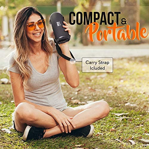 Pyle Wireless Portable Bluetooth Boombox Speaker – Rechargeable Music Barrel with AUX Input, USB/SD/MP3 Playback, FM Radio, 2.5" Tweeter – Loud Stereo Sound for Travel, Parties, Outdoors (PBMSPG3BK) 6