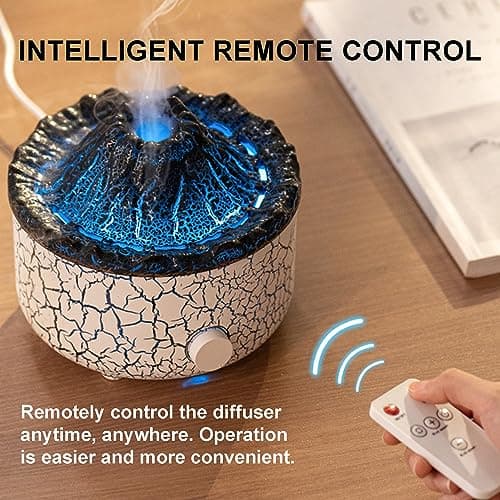 YALEDI Aromatherapy Essential Oil Diffuser, 560ml Ultrasonic Cool Mist Diffuser/Humidifier with Flame & Volcano 2 Mist Mode, for Bedroom,Office,Home, Auto Shut-Off, Remote Control, Gift (Blcak) 6
