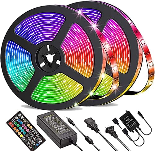KLEZNRNI 32.8ft(2X16.4ft) Led Strip Lights, Color Changing LED Strip Lights RGB Light Strip with Remote, Flexible Led Strip Lights, for Indoor Use