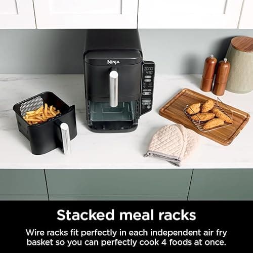 Ninja Air Fryer, 8 QT DoubleStack 2-Basket, Space Saving Design, Cooks 2lb Chicken Wings, Feeds up to 6 People, 6-in1 Air Fryer, Roast, Bake & More, Easy to Clean, Dishwasher Safe Parts, Black, SL201 6