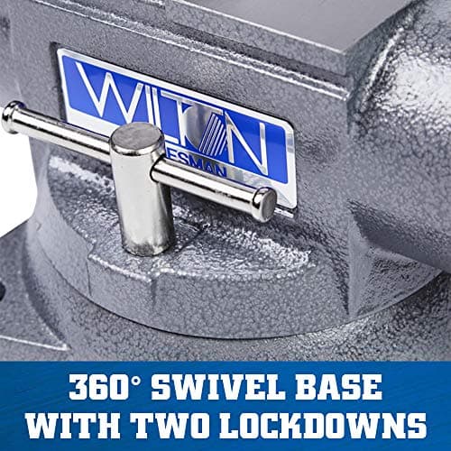 Wilton Tradesman Bench Vise, 6-1/2" Jaw (Width-6", Max Opening-4") Throat (Model 1765), Gray 5