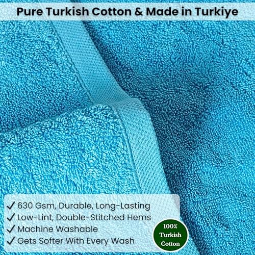 SALBAKOS Luxury 100% Turkish Cotton 40x80 in Extra Large Beach & Bath Towels | Oversized Bath Sheets | Premium Hotel Quality Thick Soft Absorbent Turkish Towel (Pack of 1, Aqua, Jumbo Bath Sheet) 5