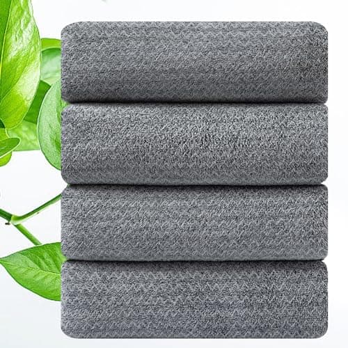 CHINO Bath Towels,4 Piece Large Bath Towels Dark Gray 35"x70" Extra Large Bath Towels Microfiber Soft XL Bath Sheets Super Absorbent Towels for Bathroom Quick Dry Oversized Bath Towels for Family Spa 7