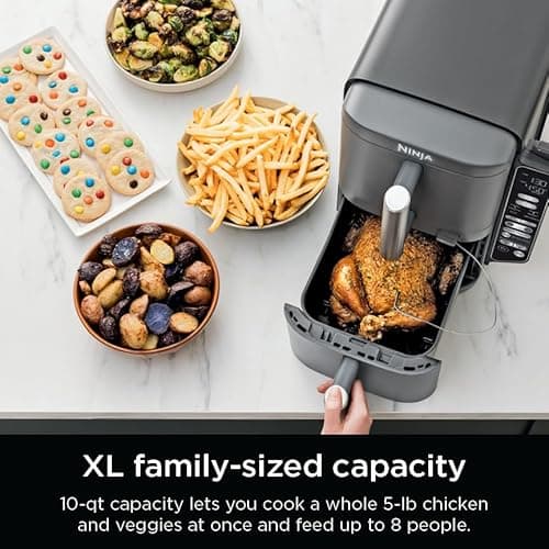 Ninja DoubleStack XL Smart Air Fryer, 2-Basket, 10 QT, 6-in-1, DoubleStack Technology Cooks 4 Foods at Once, Space Saving Design, Air Fry, Broil, Bake SL451 6