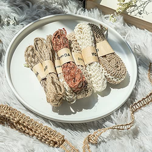 VGOODALL 9 Rolls Jute Ribbons Lace Craft Ribbon 18 Meters for Crafts Wraping Gifts Party Holiday and Rustic Wedding Decorations 6