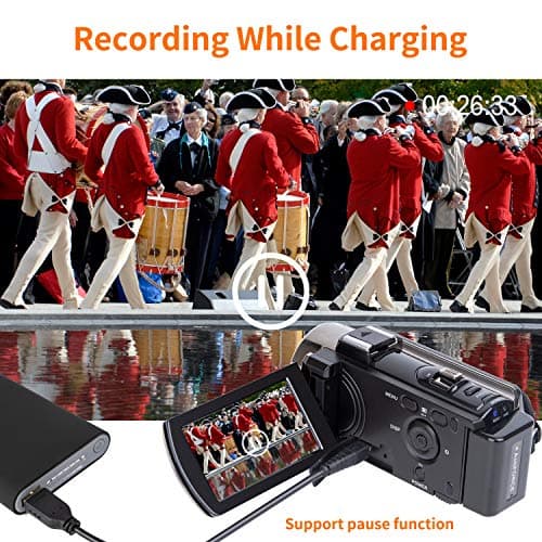 kicteck Video Camera Camcorder Digital Camera Recorder Full HD 1080P 15FPS 24MP 3.0 Inch 270 Degree Rotation LCD 16X Zoom Camcorder with 2 Batteries(604s) 6