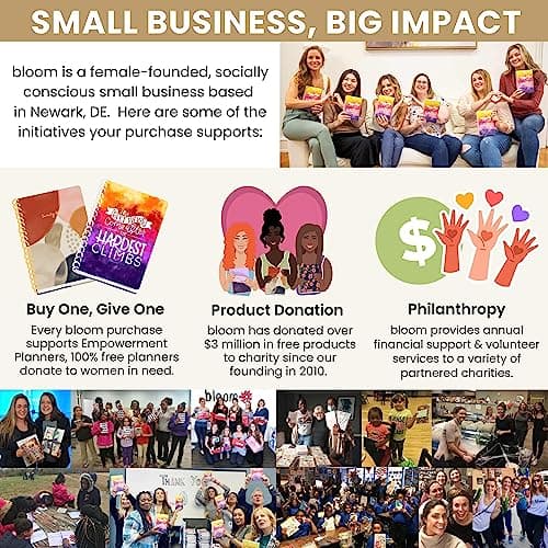 bloom daily planners 2024 Hardcover Calendar Year Goal & Vision Planner (January 2024 - December 2024) - Monthly/Weekly Column View Agenda Organizer - 7.5" x 9" - Earthy Abstract, Blue 9