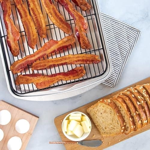 Nordic Ware Oven Crisp Baking Tray 2pc Set Includes Pan and Rack; Natural Aluminum For Air Frying, Crisping, Broiling, Baking; Cooking Surface 17 x 12 Inches 9