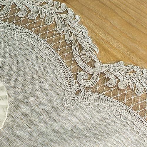 ARTABLE Lace Table Runner Rectangle Gray Cotton Linen Fabric Dresser Scarf with Exquisite Macrame Embroidery Table Runners for Kitchen Home Wedding Party Dining Decoration (Stone Gray, 16 x 48 Inch) 6