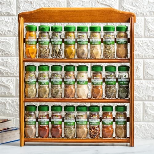 McCormick Gourmet Three Tier Wood 24 Piece Organic Spice Rack Organizer with Spices Included, 27.6 oz 15
