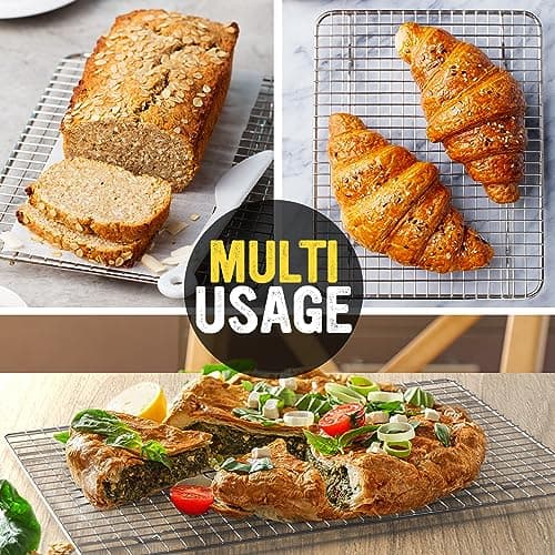 Utopia Kitchen 02 Pack Cooling Racks for Baking Stainless Steel Wire Cookie Rack Fits Jelly Roll Sheet Pan Oven Safe for Cooking Roasting Grilling 8 x 11.75 Inches 7