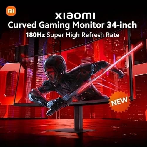 XIAOMI 34-inch Curved Gaming Monitor, 180Hz Refresh Rate, 1ms Response, FreeSync Premium, 95% DCI-P3, 100% sRGB, Low Blue Light Computer Screen Monitor, Desktop Monitor G34WQi 9