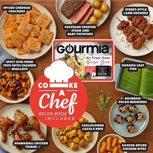 Gourmia French Door Air Fryer – 25 Qt Large Capacity Convection Oven, Fryforce 360°, Digital Display with 17 Cooking Presets, Bake, Toast, Roast, Dehydrate, Fits 12” Pizza 5