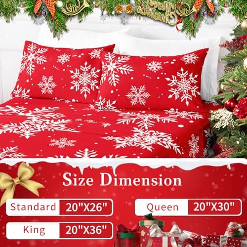 HCORA Christmas Pillow Cases Queen Size Set of 2, Ultra Soft Double Brushed Microfiber Pillowcases with Envelope Closure, Shrinkage and Fade Resistant, 20"x30" 6