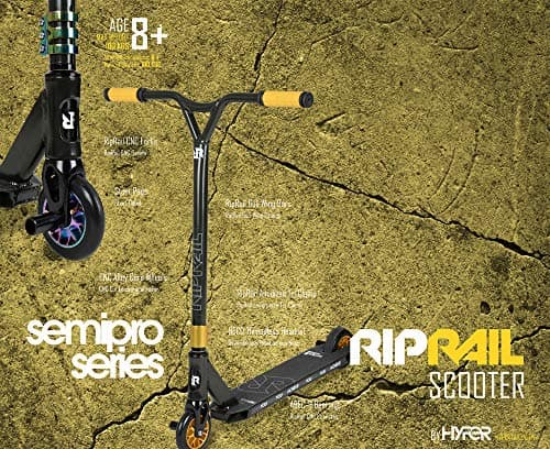 Riprail Adult Kick Scooter, Lightweight Alloy Frame with 110mm PU Tire, ABEC-9 Bearings, Removable Stunt Pegs 5