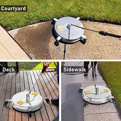 EVEAGE 16.5'' Pressure Washer Surface Cleaner, Power Washer Surface Cleaner with 2 Extension Wand, Stainless Steel Housing Power Washer Accessories with 2 Replacement Nozzles, 4000 PSI,EP001 7