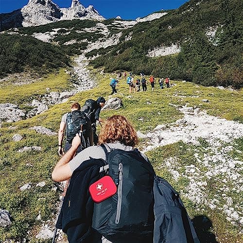 Mini First Aid Kit - 120 Piece Small Waterproof Hard Shell Medical Kit for Car, Home, Office, Travel, Camping, Sports, Outdoor, School - Emergency First Aid Supplies and Survival Kit (Red) 8
