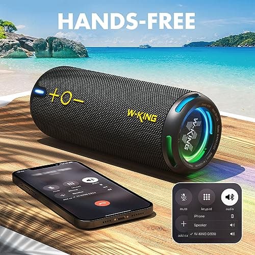 W-KING D320 40W Bluetooth Speaker, IPX7 Waterproof Portable Speaker with Dual Voice Coil, Customized EQ APP, 360 Sound, Party Lights, V5.3, TF/AUX, Black 8