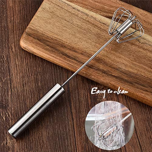 Stainless Steel Egg Whisk, Hand Push Rotary Whisk Blender, Versatile Milk Frother, Hand Push Mixer Stirrer for Blending, Whisking, Beating & Stirring (12in) 7