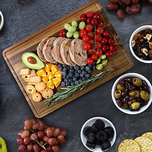 Wood Cutting Boards Set of 3 for Kitchen, Thick Chopping Board, Large Wooden Cutting Board Set with Deep Juice Groove and Handles, Wooden trays for meat, fruit and cheese 7